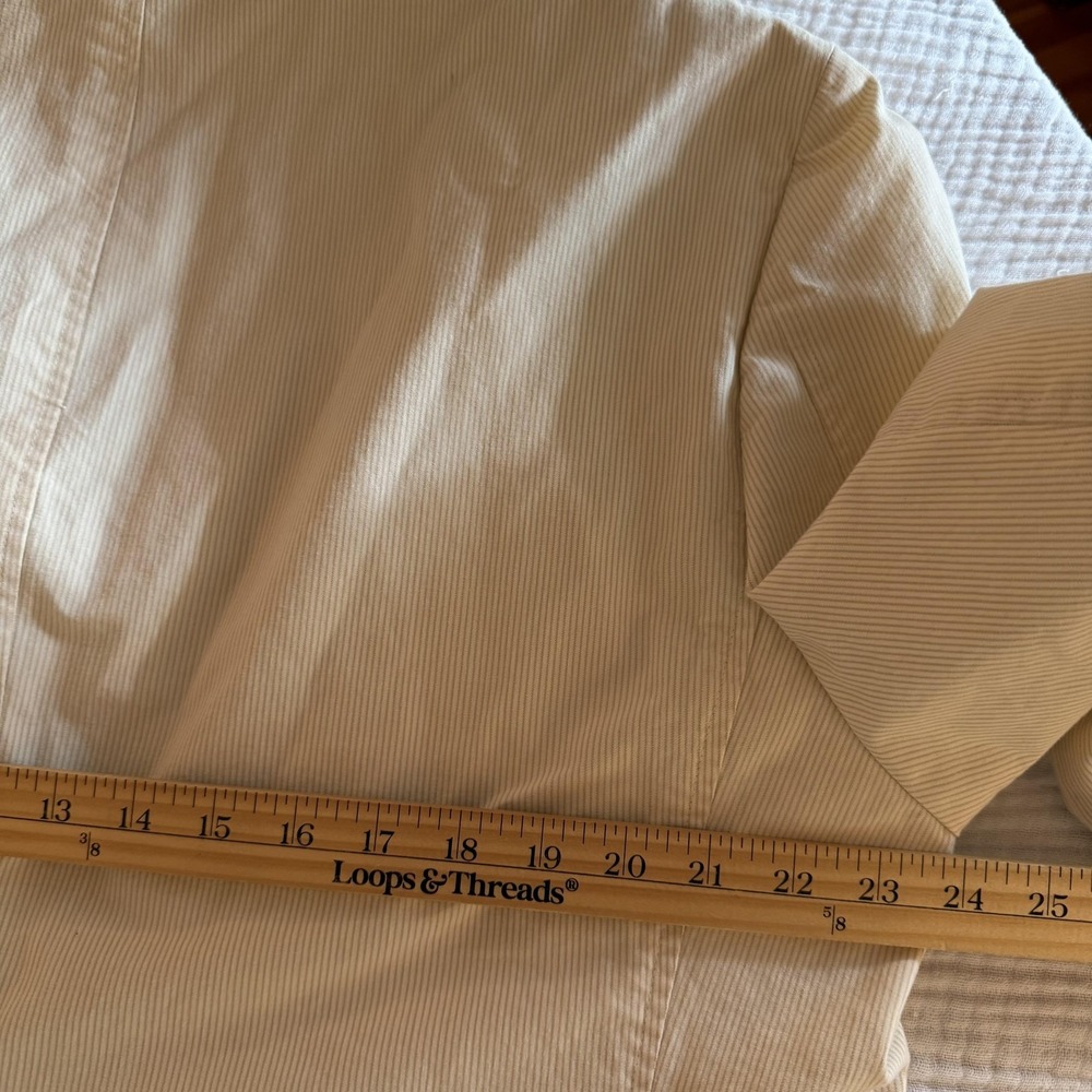 Calvin Klein Cream Pinstripe Cotton Blazer Sport Coat Jacket Men's 46R Coastal - Picture 13 of 16